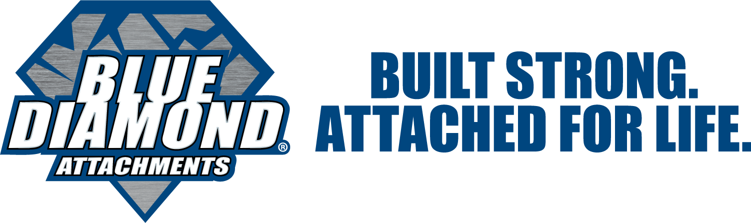 blue diamond attachments logo. built strong. attached for life.